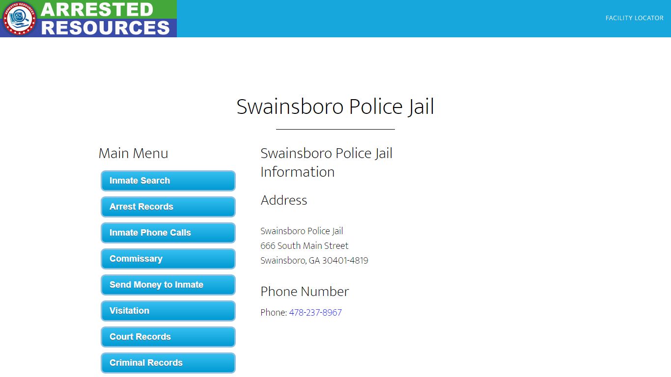 Swainsboro Police Jail - Inmate Search - Swainsboro, GA