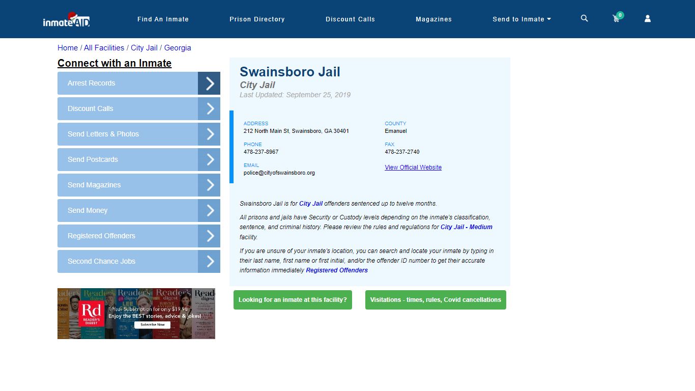 Swainsboro Jail | Inmate Locator